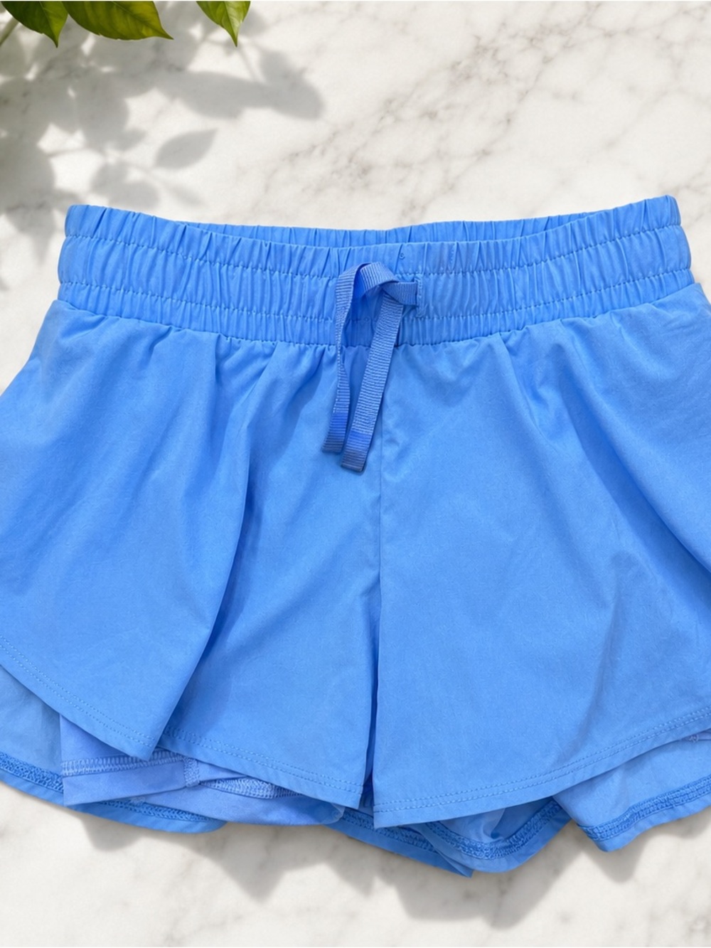 All In Motion Girls Athletic Running Shorts Size 6/7 Blue Built-In Liner Pockets - Picture 2 of 7